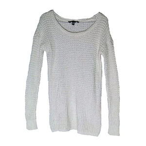 American Eagle Open Knit Oversized Sweater Womens XS Stretch Cream Top Long